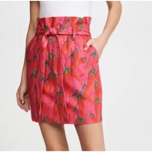 Farm Rio Pink & Red Chili Peppers Paperbag Mini Skirt M